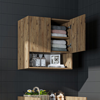 Roomart Waschmaschinenschrank DERIN-I – Waschmaschinen-Überbauschrank  – 65×180×65 cm – Waschküchen- & Hauswirtschaftsschrank – Weiß, Weiß-Eiche, Eiche & Anthrazit-Eiche