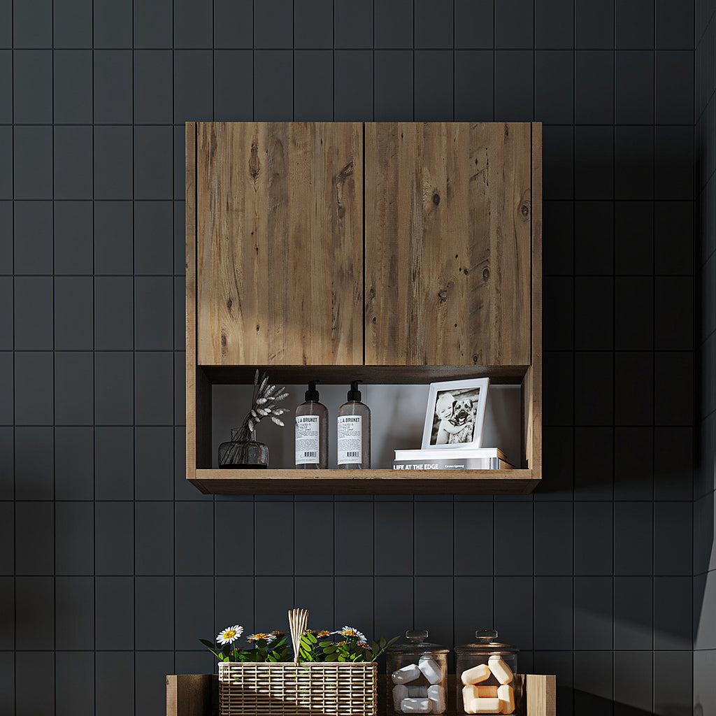 Roomart Waschmaschinenschrank DERIN-I – Waschmaschinen-Überbauschrank  – 65×180×65 cm – Waschküchen- & Hauswirtschaftsschrank – Weiß, Weiß-Eiche, Eiche & Anthrazit-Eiche