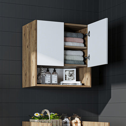 Roomart Waschmaschinenschrank DERIN-I – Waschmaschinen-Überbauschrank  – 65×180×65 cm – Waschküchen- & Hauswirtschaftsschrank – Weiß, Weiß-Eiche, Eiche & Anthrazit-Eiche