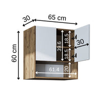 Roomart Waschmaschinenschrank DERIN-I – Waschmaschinen-Überbauschrank  – 65×180×65 cm – Waschküchen- & Hauswirtschaftsschrank – Weiß, Weiß-Eiche, Eiche & Anthrazit-Eiche