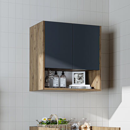 Roomart Waschmaschinenschrank DERIN-I – Waschmaschinen-Überbauschrank  – 65×180×65 cm – Waschküchen- & Hauswirtschaftsschrank – Weiß, Weiß-Eiche, Eiche & Anthrazit-Eiche