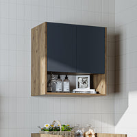 Roomart Waschmaschinenschrank DERIN-I – Waschmaschinen-Überbauschrank  – 65×180×65 cm – Waschküchen- & Hauswirtschaftsschrank – Weiß, Weiß-Eiche, Eiche & Anthrazit-Eiche