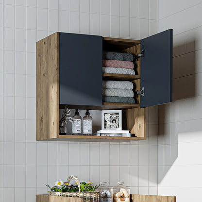 Roomart Waschmaschinenschrank DERIN-I – Waschmaschinen-Überbauschrank  – 65×180×65 cm – Waschküchen- & Hauswirtschaftsschrank – Weiß, Weiß-Eiche, Eiche & Anthrazit-Eiche