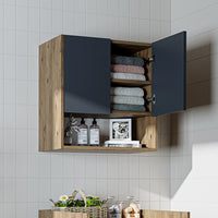 Roomart Waschmaschinenschrank DERIN-I – Waschmaschinen-Überbauschrank  – 65×180×65 cm – Waschküchen- & Hauswirtschaftsschrank – Weiß, Weiß-Eiche, Eiche & Anthrazit-Eiche