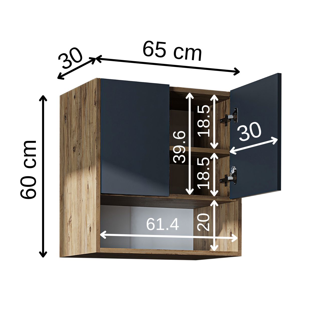 Roomart Waschmaschinenschrank DERIN-I – Waschmaschinen-Überbauschrank  – 65×180×65 cm – Waschküchen- & Hauswirtschaftsschrank – Weiß, Weiß-Eiche, Eiche & Anthrazit-Eiche