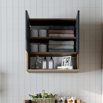 Roomart Waschmaschinenschrank DERIN-I – Waschmaschinen-Überbauschrank  – 65×180×65 cm – Waschküchen- & Hauswirtschaftsschrank – Weiß, Weiß-Eiche, Eiche & Anthrazit-Eiche