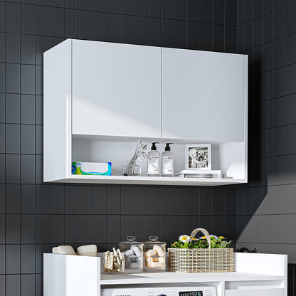 Roomart Waschmaschinenschrank DERIN-II – Waschmaschinen-Überbauschrank  – 100×180×65 cm – Waschküchen- & Hauswirtschaftsschrank – Weiß, Weiß-Eiche, Eiche & Anthrazit-Eiche