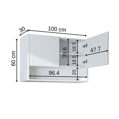 Roomart Waschmaschinenschrank DERIN-II – Waschmaschinen-Überbauschrank  – 100×180×65 cm – Waschküchen- & Hauswirtschaftsschrank – Weiß, Weiß-Eiche, Eiche & Anthrazit-Eiche