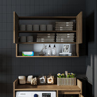 Roomart Waschmaschinenschrank DERIN-II – Waschmaschinen-Überbauschrank  – 100×180×65 cm – Waschküchen- & Hauswirtschaftsschrank – Weiß, Weiß-Eiche, Eiche & Anthrazit-Eiche