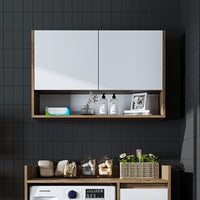 Roomart Waschmaschinenschrank DERIN-II – Waschmaschinen-Überbauschrank  – 100×180×65 cm – Waschküchen- & Hauswirtschaftsschrank – Weiß, Weiß-Eiche, Eiche & Anthrazit-Eiche