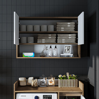 Roomart Waschmaschinenschrank DERIN-II – Waschmaschinen-Überbauschrank  – 100×180×65 cm – Waschküchen- & Hauswirtschaftsschrank – Weiß, Weiß-Eiche, Eiche & Anthrazit-Eiche