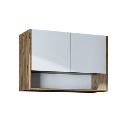 Roomart Waschmaschinenschrank DERIN-II – Waschmaschinen-Überbauschrank  – 100×180×65 cm – Waschküchen- & Hauswirtschaftsschrank – Weiß, Weiß-Eiche, Eiche & Anthrazit-Eiche