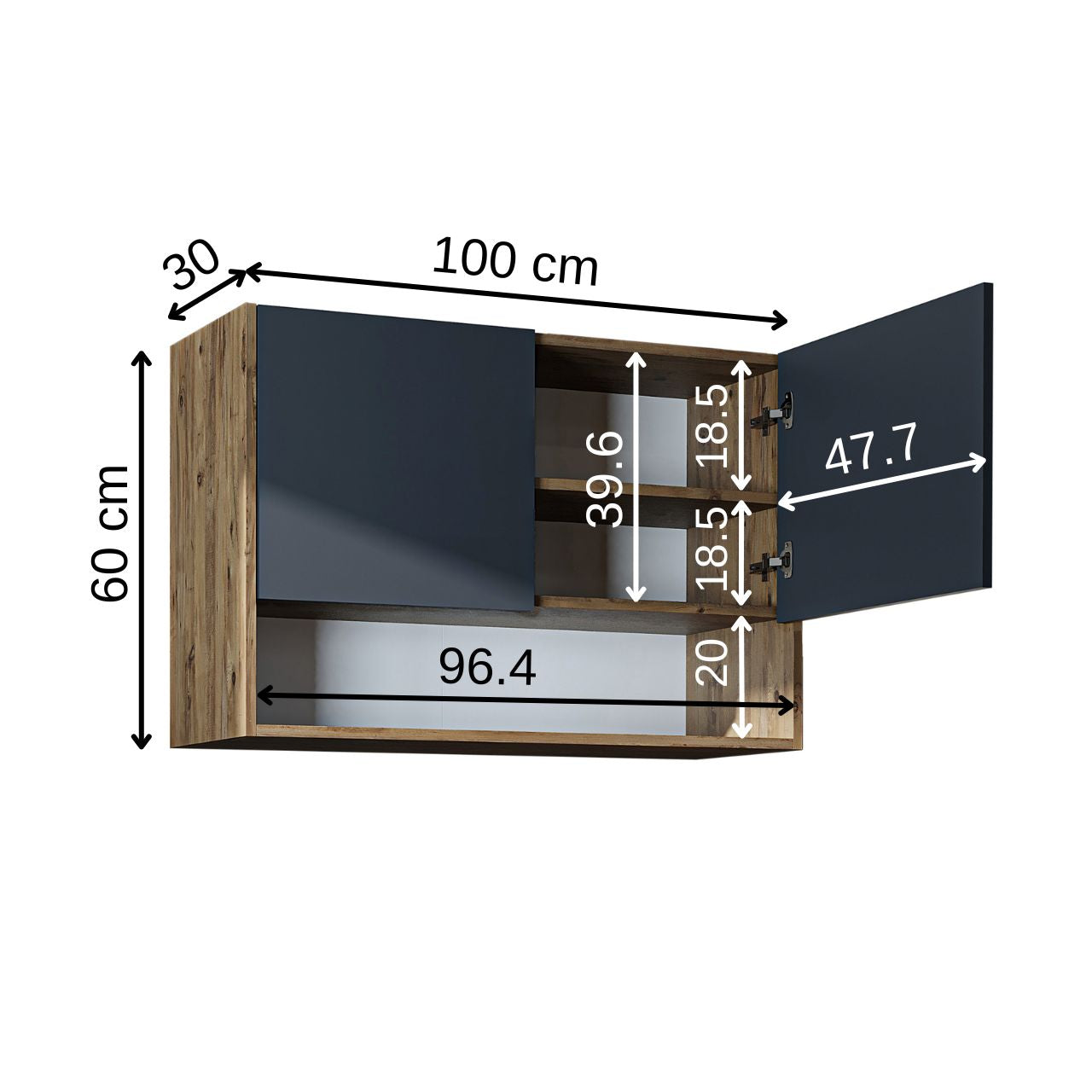 Roomart Waschmaschinenschrank DERIN-II – Waschmaschinen-Überbauschrank  – 100×180×65 cm – Waschküchen- & Hauswirtschaftsschrank – Weiß, Weiß-Eiche, Eiche & Anthrazit-Eiche