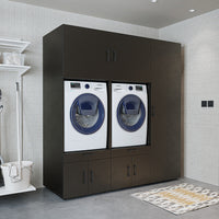 Roomart Überbauschrak für Waschküche & Hauswirtschaftsraum, (SERIE 3), 194 cm breit, in 3 Farben, Mit Schubladen und Ausziehbrett