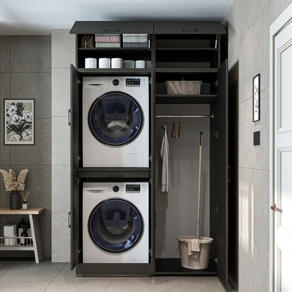 Roomart Waschmaschinenschrank- DORA-I- 130 cm breit – Waschmaschinen- & Trockner-Überbau mit Türen und Ausziehplatte, Bad & Waschküche, 5 Farben