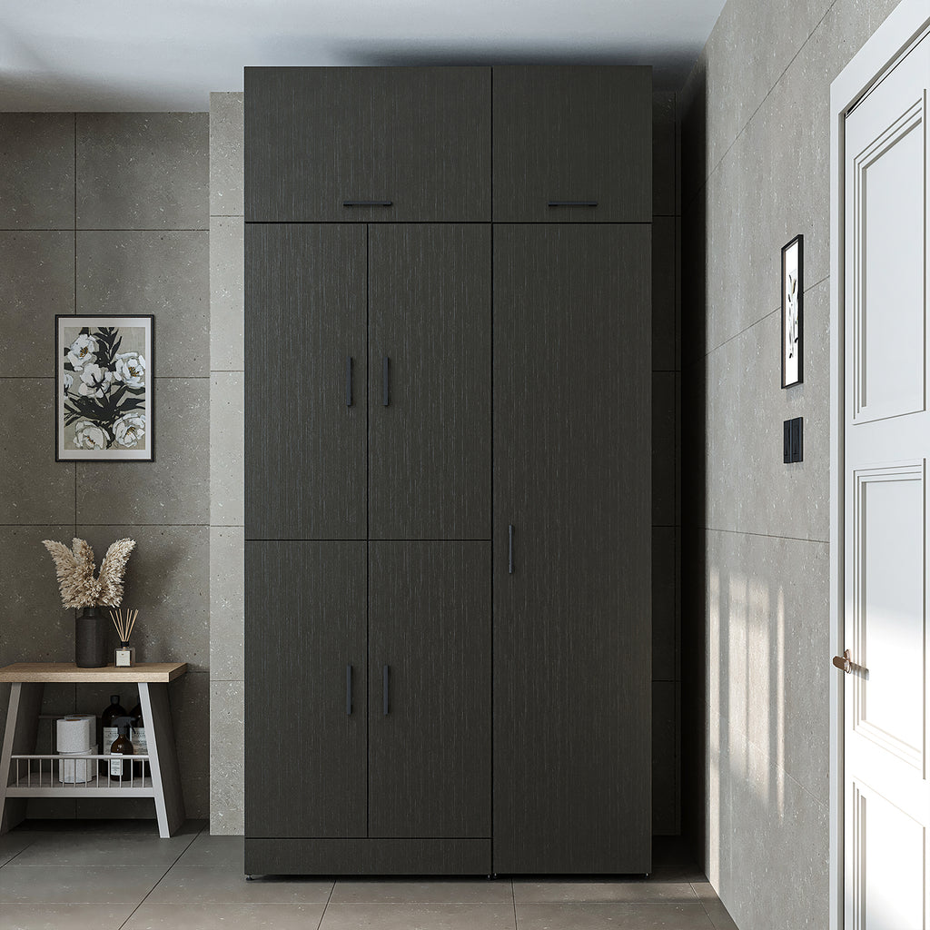 Roomart Waschmaschinenschrank - SERIE DORA-I-  115 cm breit -  Wasch- & Trocknerschrank mit Türen & Ausziehbrett, 115 cm breit, Waschmaschinen-Überbau für Waschküche & Hauswirtschaftsraum – Weiß, Weiß-Eiche, Anthrazit-Eiche, Eiche, Schwarz-Eiche