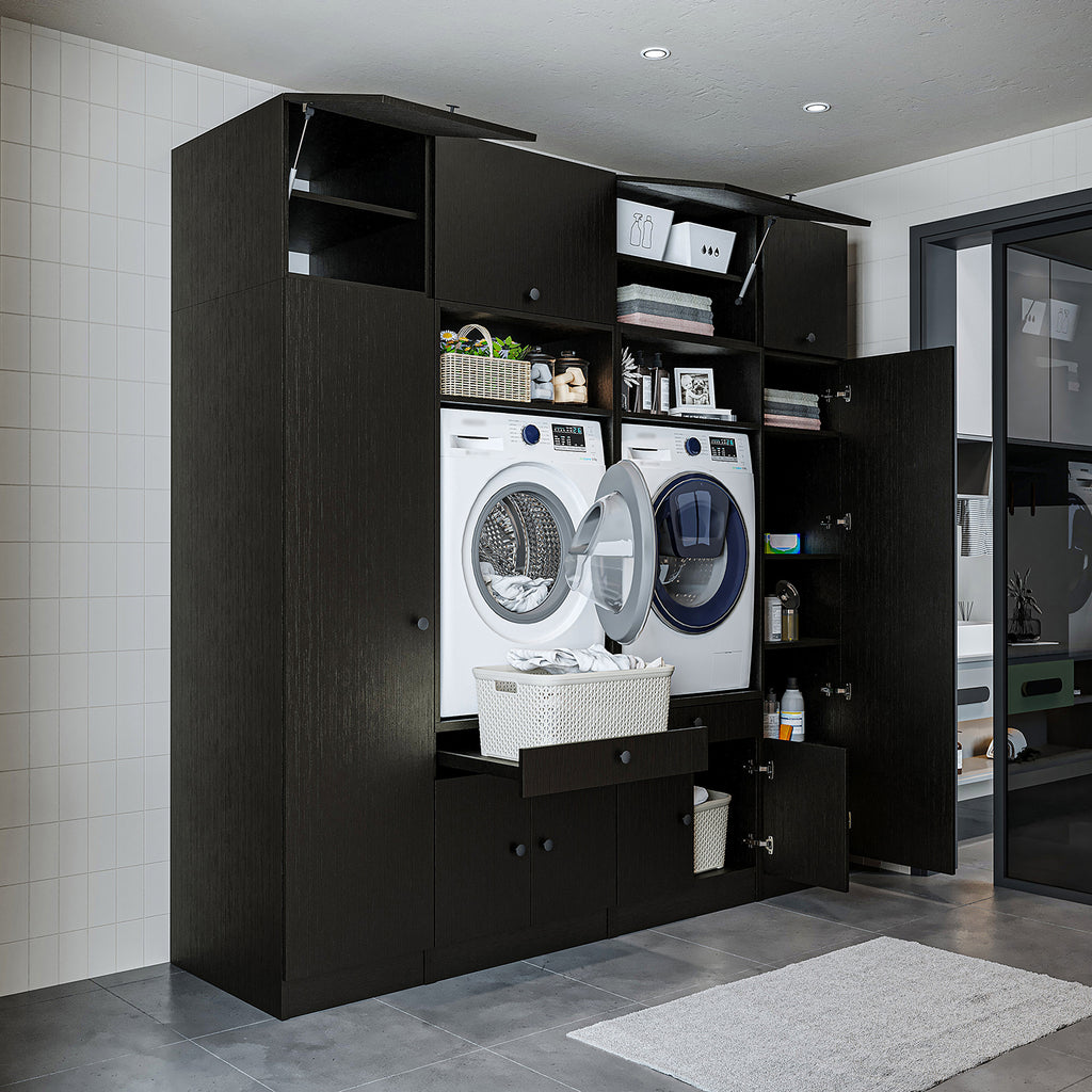 View details for Roomart Waschmaschinenumbauschrank & Schrankwand für Waschküche und Hauswirtschaftsraum – 224 cm breit – mit praktischem Ausziehbrett – erhältlich in Weiß, Eiche oder Schwarz-Eiche Roomart Waschmaschinenumbauschrank & Schrankwand für Wasc