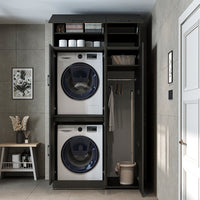 Roomart Waschmaschinenschrank - SERIE DORA-I-  115 cm breit -  Wasch- & Trocknerschrank mit Türen & Ausziehbrett, 115 cm breit, Waschmaschinen-Überbau für Waschküche & Hauswirtschaftsraum – Weiß, Weiß-Eiche, Anthrazit-Eiche, Eiche, Schwarz-Eiche