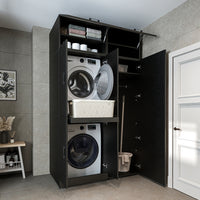 Roomart Waschmaschinenschrank- DORA-I- 130 cm breit – Waschmaschinen- & Trockner-Überbau mit Türen und Ausziehplatte, Bad & Waschküche, 5 Farben