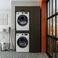 Roomart Waschmaschinenschrank, Trockner auf Waschmaschine • 112 cm breit • In 3 Farben - waschmaschinenschrank, waschmaschinenregal, waschturm, schrank, weiß, waschmaschinen, unterschrank, waschmaschine, trockner, haushaltsschrank, schränke, badschrank, h
