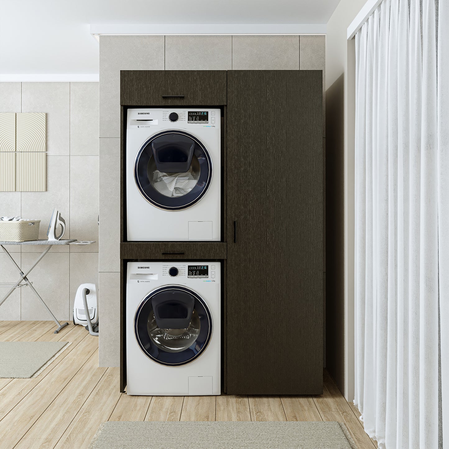 Roomart Waschmaschinenschrank, Trockner auf Waschmaschine • 127 cm breit • In 3 Farben