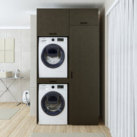 Roomart DUO-I Waschmaschinenschrank 127 cm – Waschmaschine & Trockner übereinander, Hochschrank