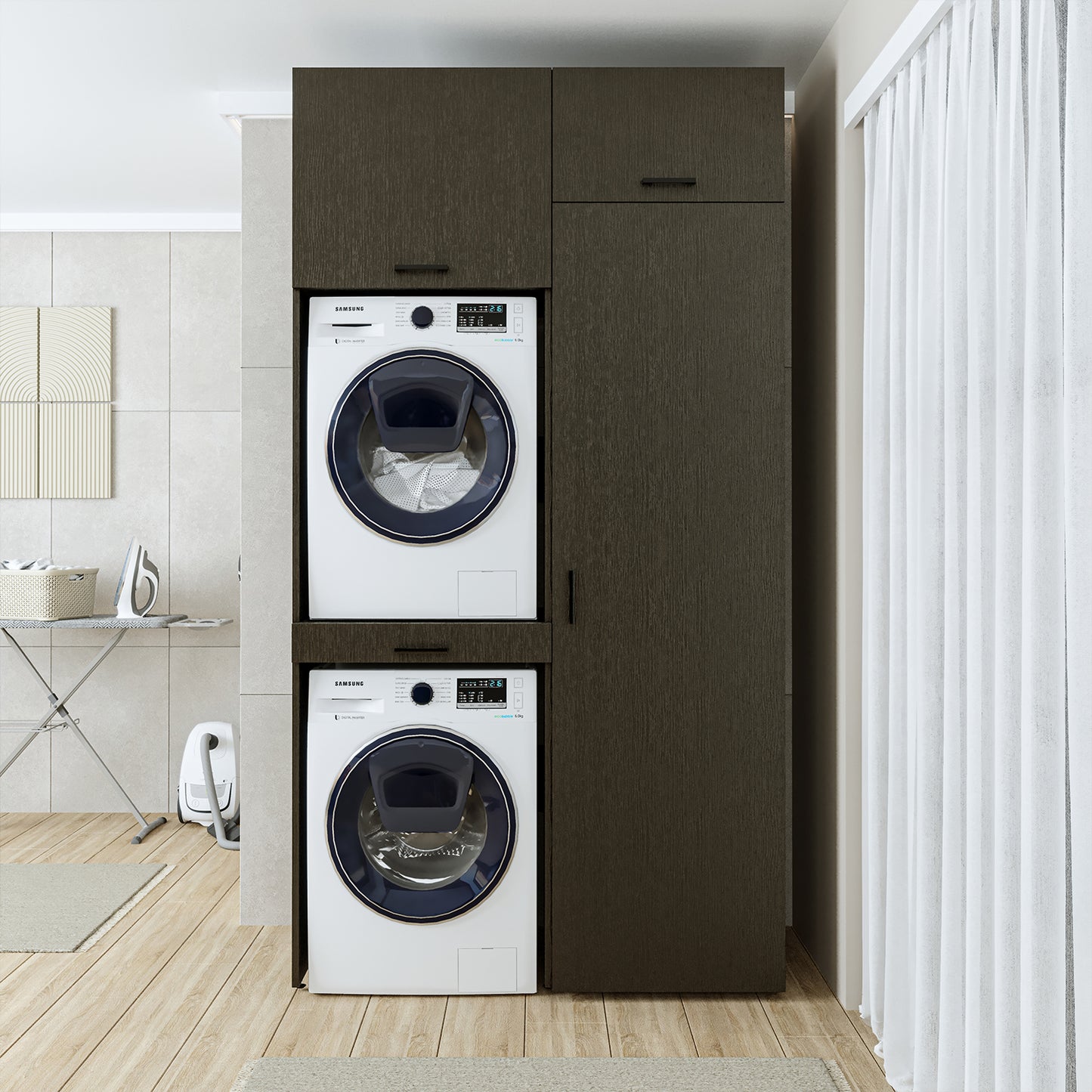 Roomart Waschmaschinenschrank, Trockner auf Waschmaschine • 127 cm breit • In 3 Farben