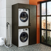 Roomart Waschmaschinenschrank, Trockner auf Waschmaschine • 112 cm breit • In 3 Farben - waschmaschinenschrank, waschmaschinenregal, waschturm, schrank, weiß, waschmaschinen, unterschrank, waschmaschine, trockner, haushaltsschrank, schränke, badschrank, h