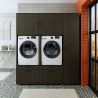 Roomart Waschmaschinenschrank SERIE 2 – Überbauschrank mit Schublade, Überbauschrank für Waschküche & Hauswirtschaftsraum – mit Ausziehbrett & Schublade – in 3 Farben