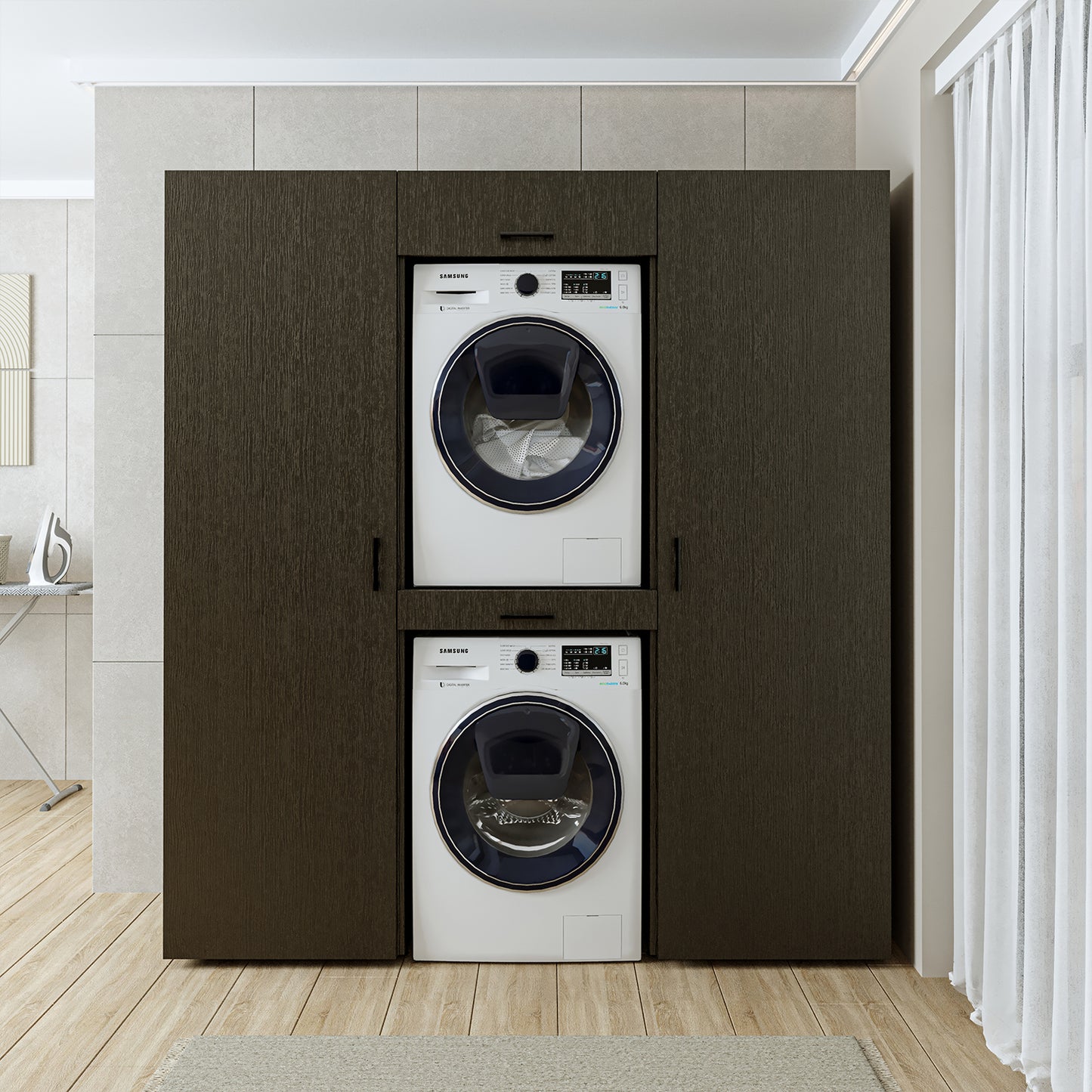 Roomart DUO I Schrankwand 187 cm – Waschmaschine & Trockner, Soft-Close | 3 Farben