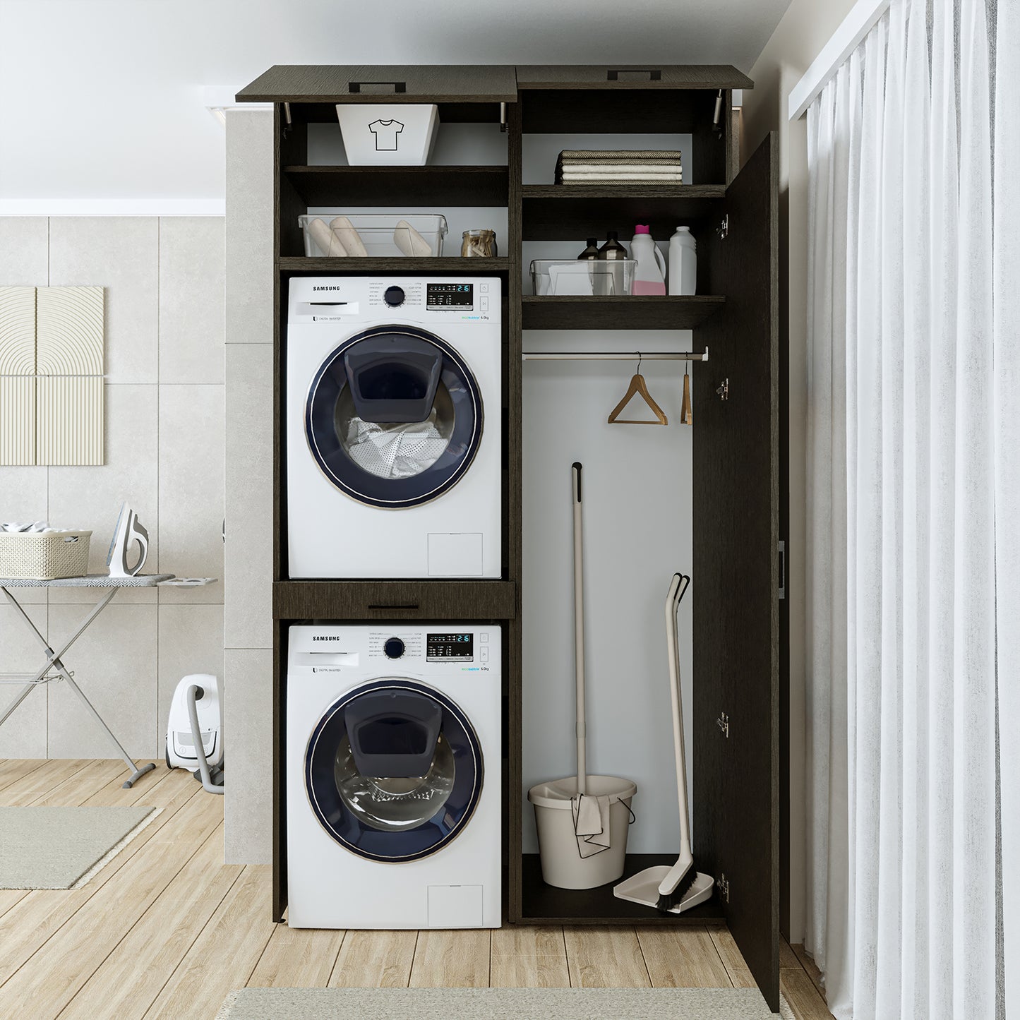 Roomart Waschmaschinenschrank, Trockner auf Waschmaschine • 127 cm breit • In 3 Farben