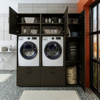 Roomart Waschmaschinenschrank SERIE 2 – Überbauschrank mit Schublade, Überbauschrank für Waschküche & Hauswirtschaftsraum – mit Ausziehbrett & Schublade – in 3 Farben