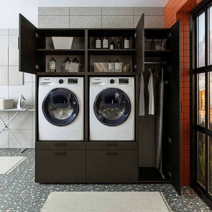 Roomart Waschmaschinenschrank SERIE 2 – Überbauschrank mit Schublade, Überbauschrank für Waschküche & Hauswirtschaftsraum – mit Ausziehbrett & Schublade – in 3 Farben