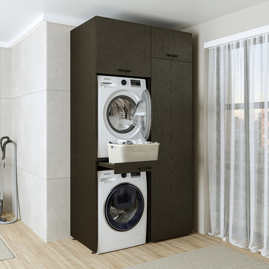 Roomart DUO-I Waschmaschinenschrank 127 cm – Waschmaschine & Trockner übereinander, Hochschrank