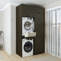 Roomart DUO-I Waschmaschinenschrank 127 cm – Waschmaschine & Trockner übereinander, Hochschrank