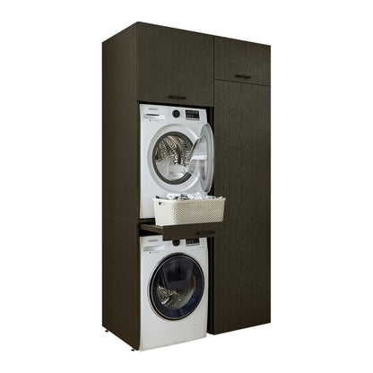 Roomart DUO-I Waschmaschinenschrank 127 cm – Waschmaschine & Trockner übereinander, Hochschrank