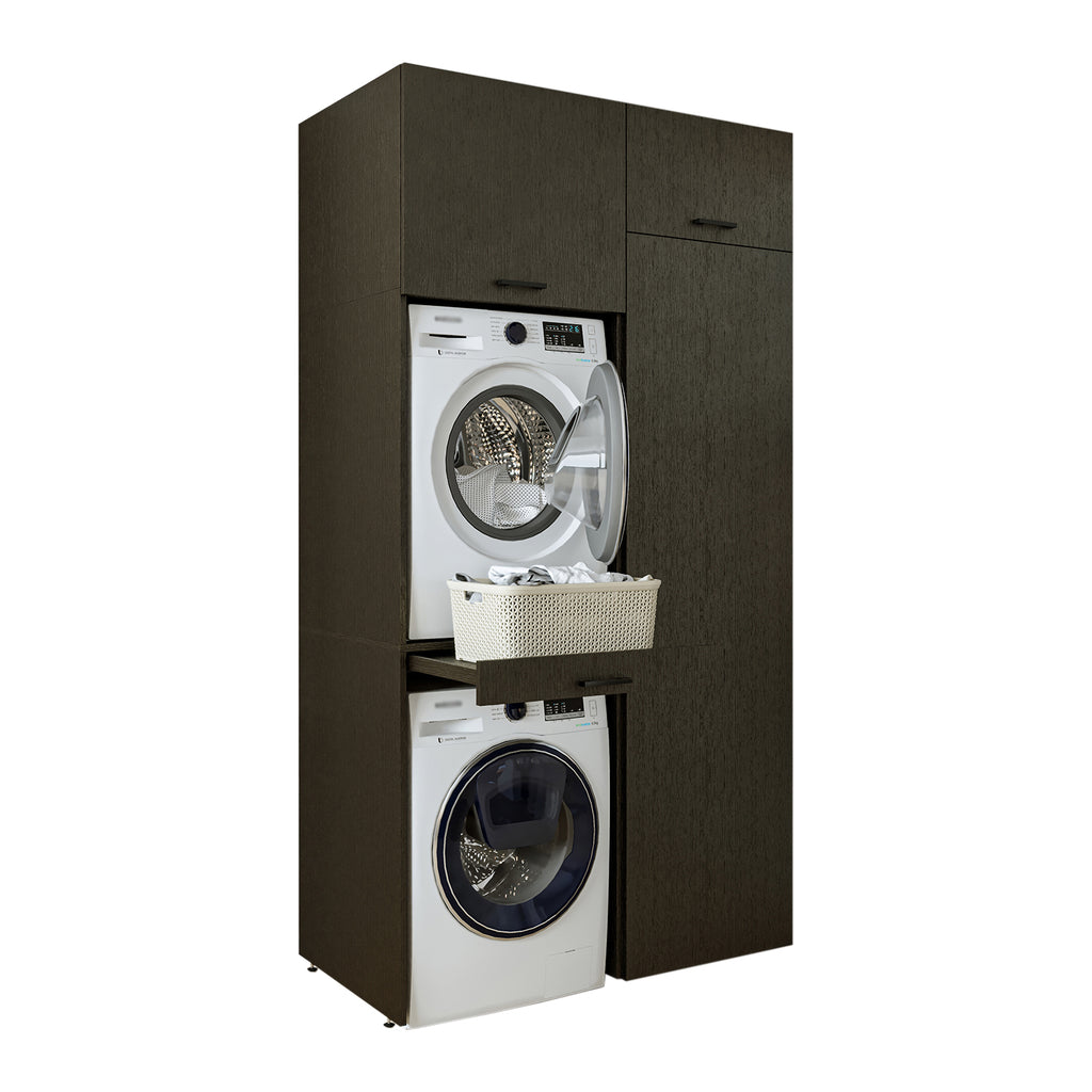 Roomart DUO-I Waschmaschinenschrank 127 cm – Waschmaschine & Trockner übereinander, Hochschrank