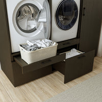 Roomart Waschmaschinenschrank Doppelschrank – SERIE 2 – Überbauschrank für Waschküche & Hauswirtschaftsraum – mit Ausziehbrett & Schubladen – in 3 Farben