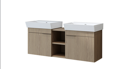 Roomart Badmöbel LYCIA 120 cm – Waschbeckenunterschrank mit Keramik-Waschbecken – Waschtischunterschrank für Badezimmer – Modernes Badmöbel mit Stauraum – 4 Farben