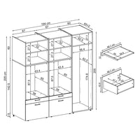 Roomart Waschmaschinenschrank Doppelschrank – SERIE 2 – 194 cm breit, Überbauschrank für Waschküche & Hauswirtschaftsraum – 205 cm hoch – mit Ausziehbrett & Schubladen – in 3 Farben