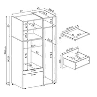 Roomart Waschmaschinenschrank mit Ausziehbrett, 112 cm breit - SERIE 2  – Waschmaschinenüberbau für Waschmaschine & Trockner, Waschturm-Schrank mit Stauraum für Bad & Waschküche