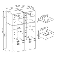 Roomart  Waschmachinen Doppelschrrank Überbauschrank (SERIE 2) - 2 Größenoptionen- HBT: 205 x 134 x 66,8 cm, HBT: 240 x 134 x 66,8 cm, in 3 Farben