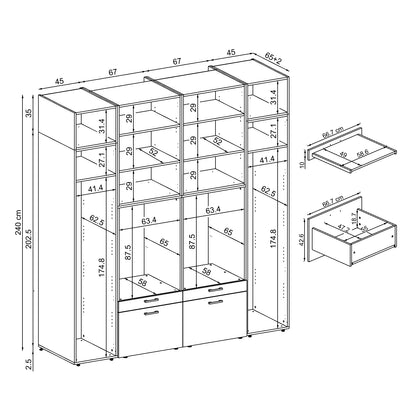 Roomart Waschmaschinenschrank SERIE 2 – Doppelschrank mit Seitenschränken, 3 Farben