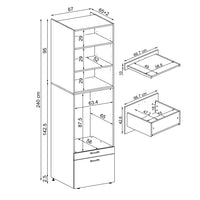 Roomart Waschmaschinenschrank mit Schrankaufsatz • mit Ausziehbrett • Weiß  • Schwarz eiche • Eiche