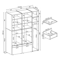Roomart Waschmaschinenschrank Doppelschrank – SERIE 2 – Überbauschrank für Waschküche & Hauswirtschaftsraum – mit Ausziehbrett & Schubladen – in 3 Farben