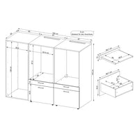 Roomart Schrankwand für Hauswirtschaftsraum Mit Schubladen und Ausziehbrett • Weiß • Schwarz eiche-zwischenbaurahmen trockner waschmaschine, antirutschmatte waschmaschine, waschmaschinen unterschrank, verbindungsrahmen waschmaschine trockner universal, un
