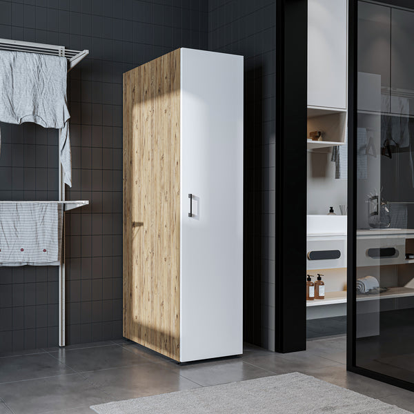 Roomart Hochschrank - SERIE DORA - 45 cm breit – schmaler Bad- & Mehrzweckschrank mit viel Stauraum – Weiß, Weiß-Eiche, Eiche oder Anthrazit-Eiche