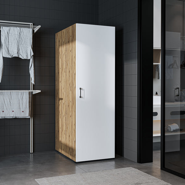 Roomart Hochschrank - SERIE DORA - 60 cm breit – Badezimmerschrank & Mehrzweckschrank, modern, viel Stauraum – Weiß, Weiß-Eiche, Eiche, Anthrazit-Eiche