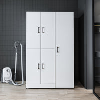 Roomart Waschmaschinenschrank „DORA 115 cm Breit“ für Waschmaschine & Trockner mit Regalböden, in 5 Farben • Weiß • Weiß Eiche • Anthrazit Eiche • Eiche • Schwarz Eiche