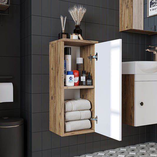 Roomart Seitenschrank „Punto“ – moderner, kompakter 70 cm Bad-Hängeschrank mit Softclose – in Weiß, Weiß-Eiche, Eiche oder Anthrazit-Eiche
